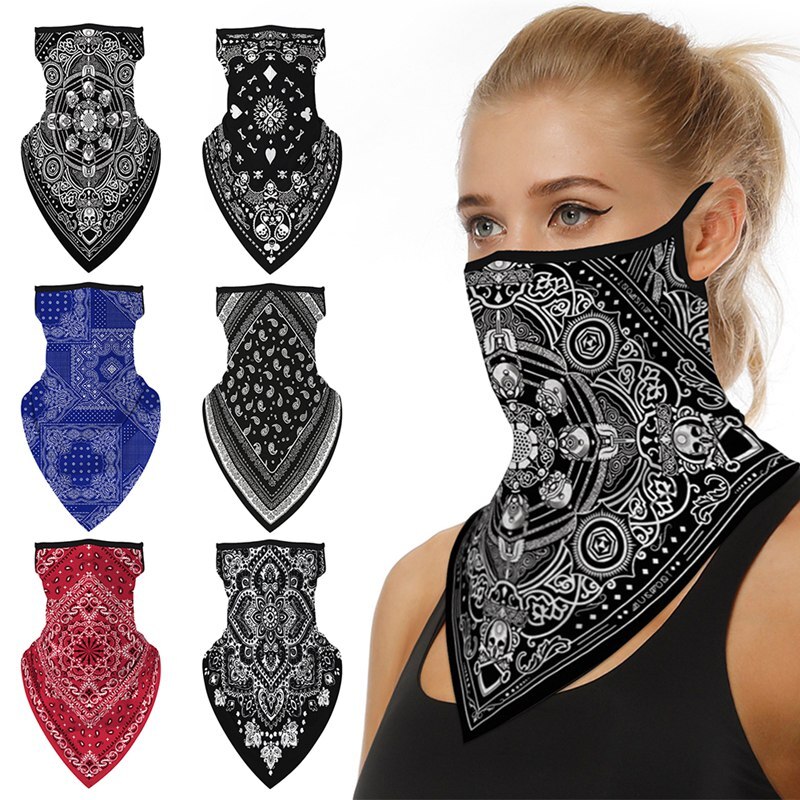 X Unisex estampado de tótem protector solar para deportes al aire libre a prueba de polvo oreja colgante triángulo