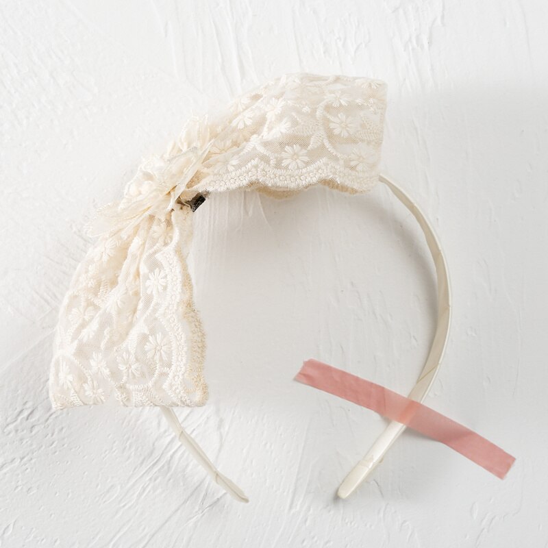 Kant Meisjes Haarbanden Voor Baby Big Bows Haar Hoepel Mesh Kinderen Prinses Hoofdband Baby Koreaanse Stijl Headwrap Wit: Default Title