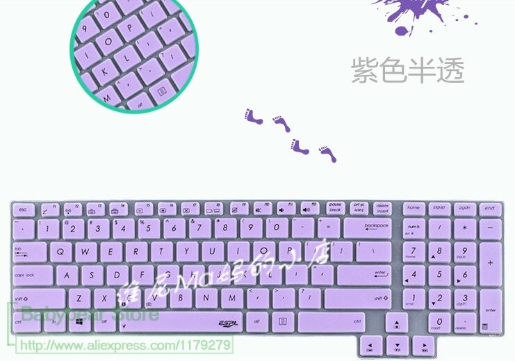 17.3 17 inch laptop Keyboard Protector skin for ASUS Rog G751jt G751jy G751jm GFx72 GFX72vs gfx72vy Gfx72vt GFX71j G752VT G752: purple