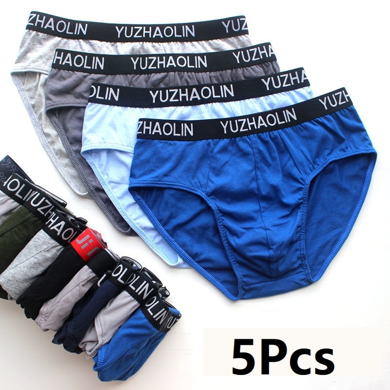 5pcs/Lot Cotton Men Birefs Mid Waist Triangle Comfortable Underwear Men Breathable Shorts Men Briefs random color