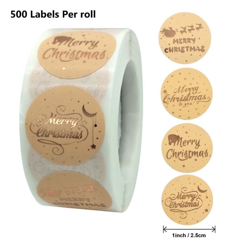 500Pcs Ronde Vrolijk Kerstfeest Stickers Dank Je Kaart Box Pakket Label Afdichting Stickers Bruiloft Decor Briefpapier Sticker