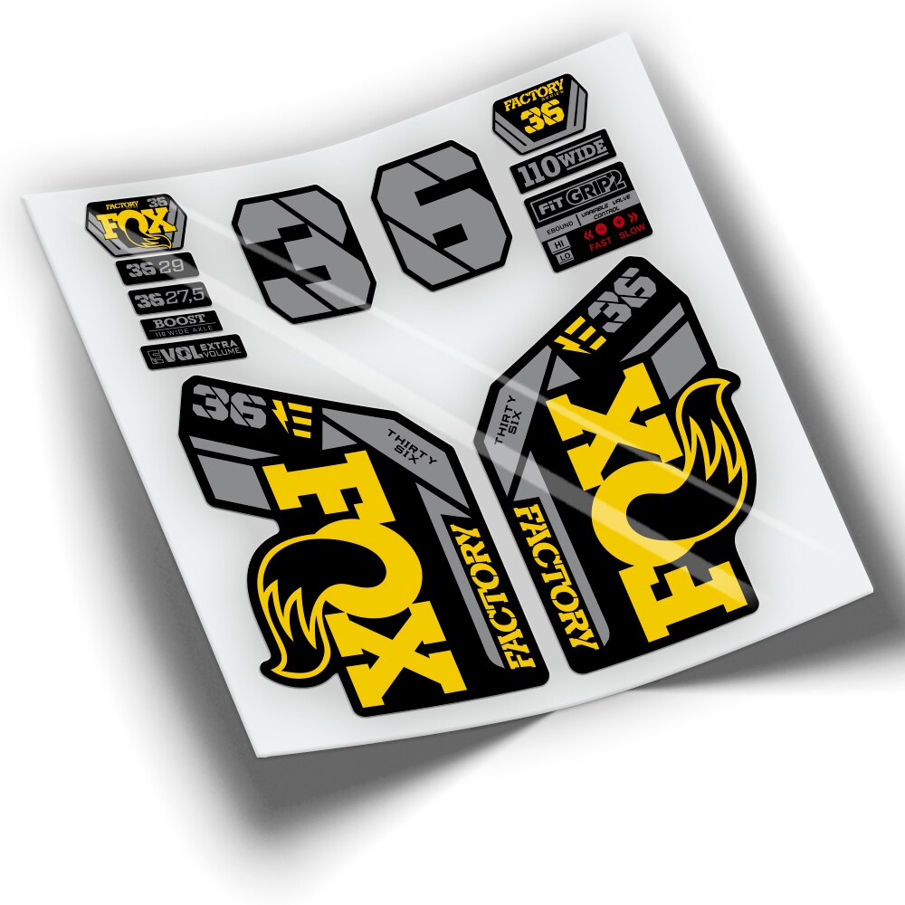 Naklejki widelec FOX 36 fabryka EBIKE 2021 BICOLOR WP428 naklejki rower górski naklejki rowerowe akcesoria rowerowe: Yellow 023