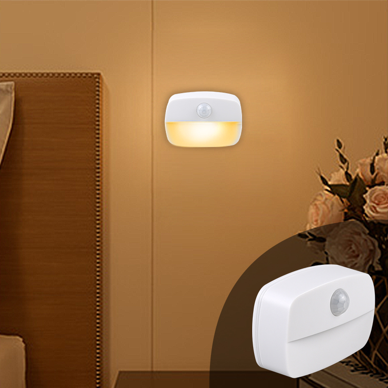 Ammtoo mini led bevægelsessensor natlys stik i/aaa batteridrevet trådløs natlampe med sensor til vægindretningsskab: Aaa batteristrøm / Kold hvid