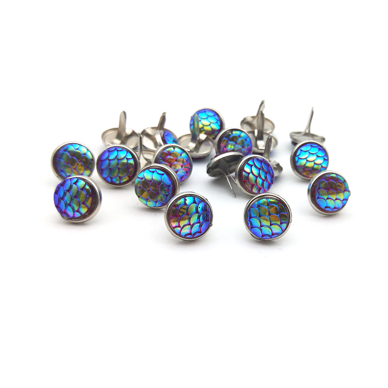 FISHWAVES-20 piezas redondo de peces, 12mm, bricolaje, clavos de álbumes de recortes, sujetador con adornos, pies de Metal, botones manualidades, decoración