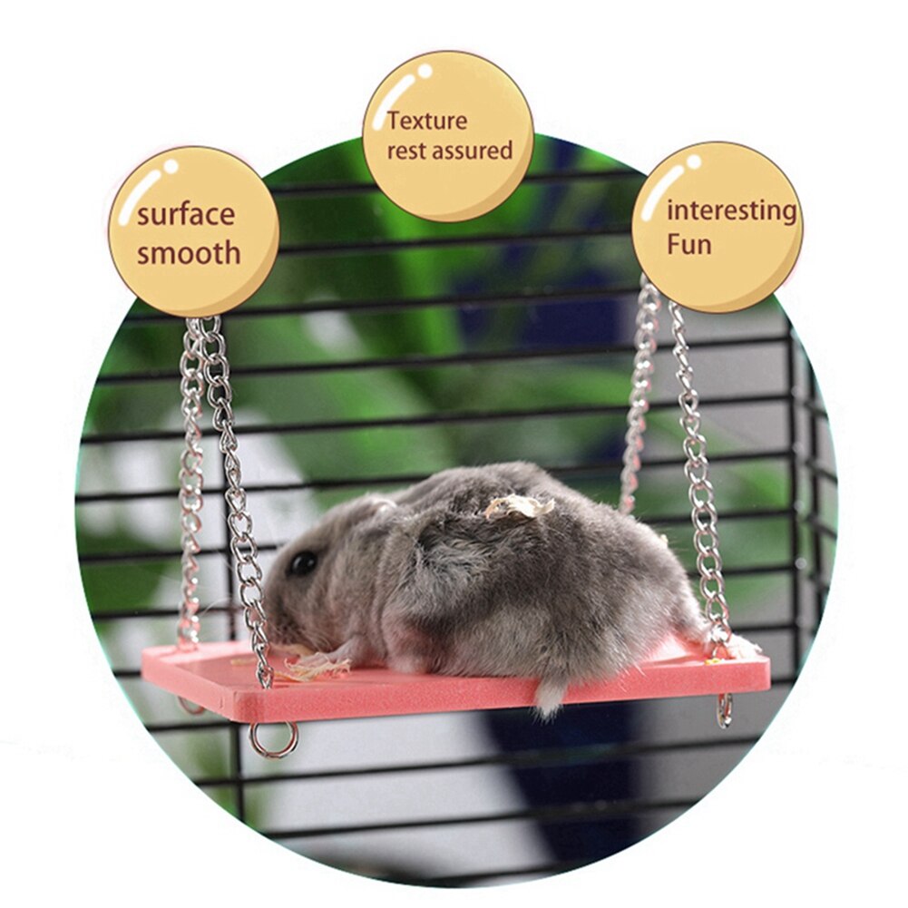 Hamster leksaker hängande gunga pryl träbur tillbehör tillbehör roa mus gunga leksak för liten totoro papegoja