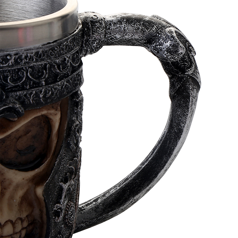 Viking Stainless Steel Skull Coffee Mug Viking Skull Beer Mugs for Men Boy Halloween Christmas