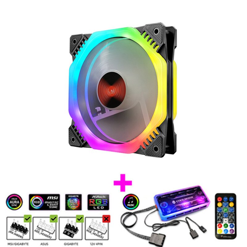 ARK II 120mm RGB fan computer case cooling fan with LED 5V lighting fan: 1 fan and controller