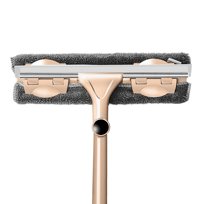 Long-handled cleaning brush, window cleaner, glass wiper, telescopic rod, rotating head with cleaning cloth, rubber wiper ZD: Dark Grey