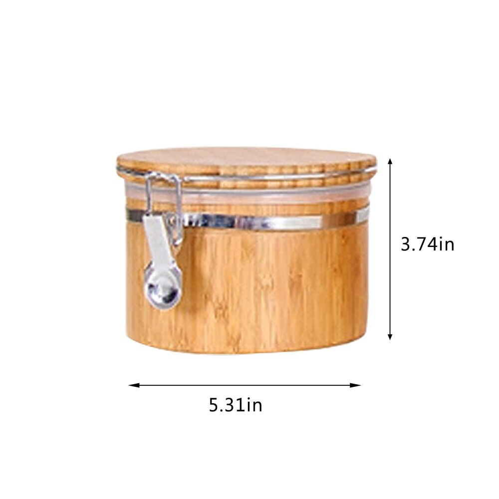 Kitchen Food Storage Jar Glass Coffee Bean Spice Sugar Flour Jars Containers with Lids and Wooden Spoon Tea Coffee Beans Grains: A