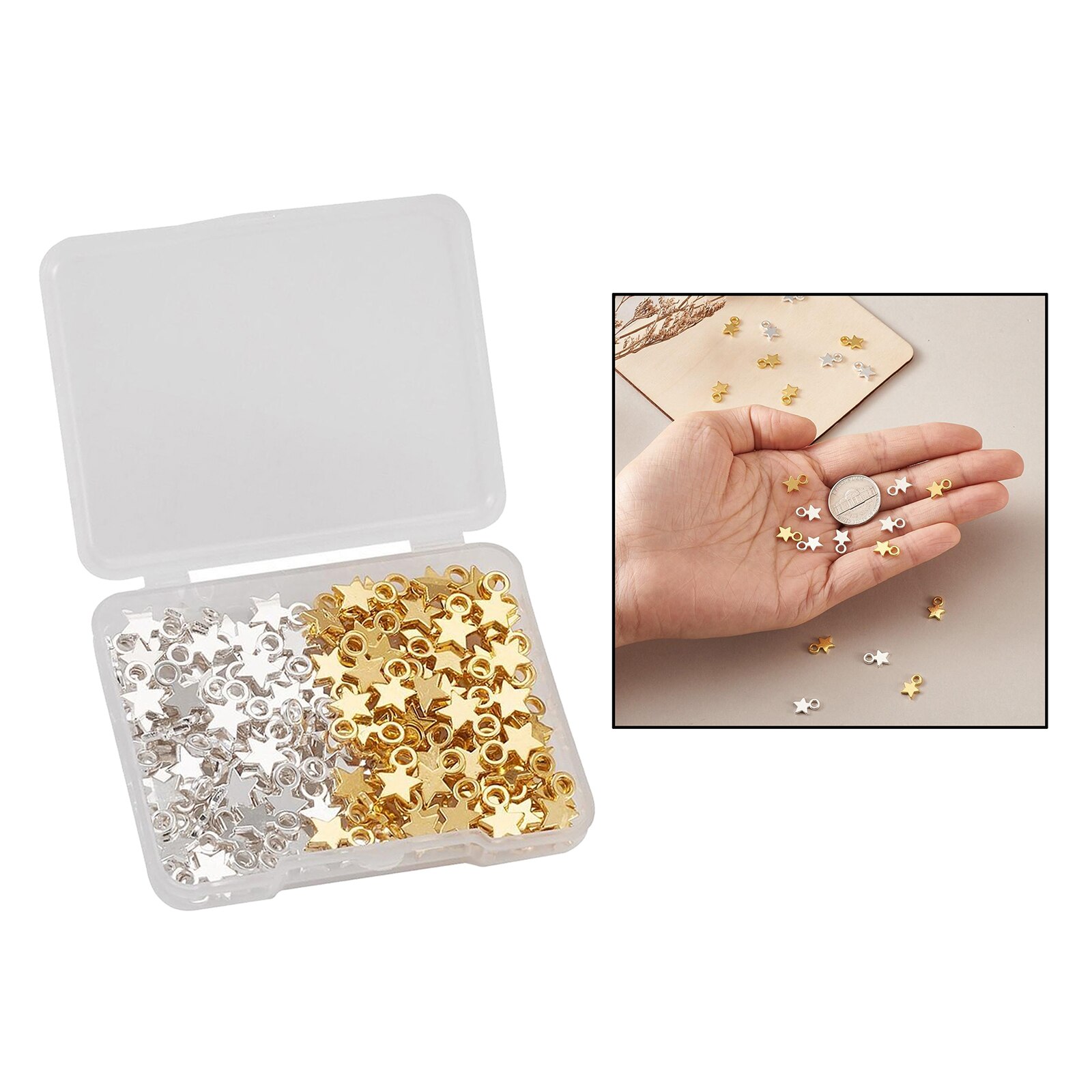 160Pcs Tiny Blank Stempelen Tag Charms Hangers Kerst Ster Golden & Silver Voor Diy Sieraden Maken