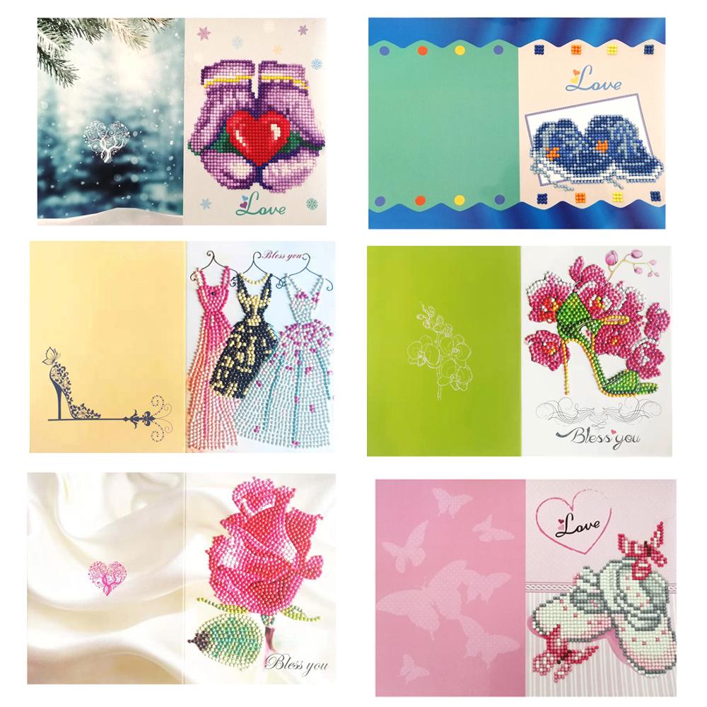 5D DIY Drills Diamond Painting Valentine Greeting Card Party Birthday Diamond Embroidery Cross Stitch Festival Greet Cards