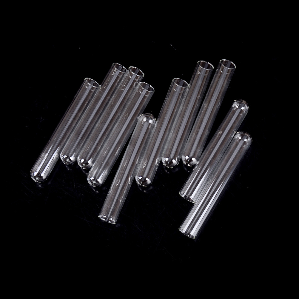 10PCS Transparent Tubes 100mm Pyrex Glass Blowing Tubes Long Thick Wall Test Tube Durable