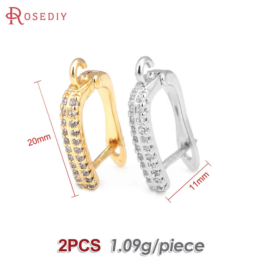 Pasador de latón y circón de Color dorado de 18K para mujer, suministros de fabricación de joyas Diy, accesorios para pendientes