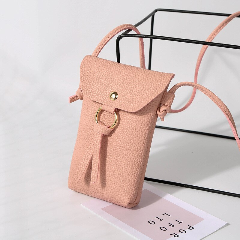 TRASSORY cuir cou suspendu petit sac de étui de téléphone portable portable bandoulière fille voyage Mini sac à main poinçon pour dames: Pink
