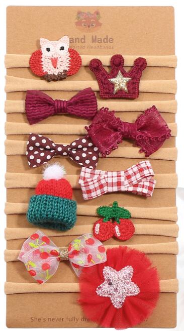 Accesorios adorables para el cabello para niñas, horquillas, lazos de flor para pelo para niñas, diademas, 10 unidades/lote: Color 9