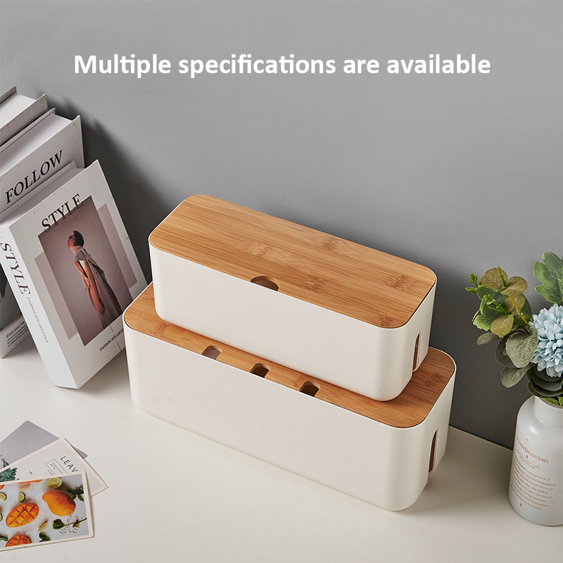 Cable Management Box Cable Box-Outlet Cord Storage Organizer for TV Wires Computer Router USB Hub and Under Desk Power Strip