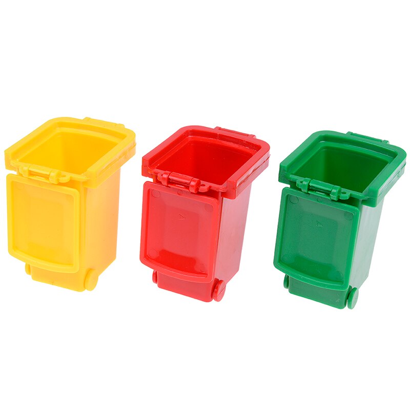 3pcs/pack Toys Trash Can Toy Garbage Trucks Cans Mini Curbside Vehicle Bin Toy