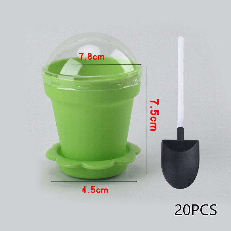 20sets Plastic Pot Cake Pudding Disposable Cups Dessert Fruit Cake Cup For Birthday Wedding Party Pudding Ice Cream Cup With Lid: green