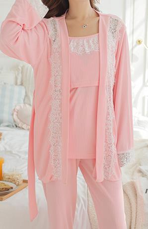 Vrouwen Sexy Moederschap 3 pcs Sets Kant Robe + Vest + Broek Verpleging Pyjama Sets Borstvoeding Nachtkleding Kleding Voor Zwangere vrouwen