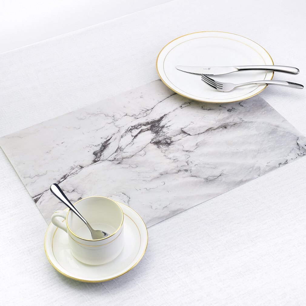 2 kpl/setti marmorinen patte pvc ruokapöytä tabletti eurooppalaistyylinen keittiötyökalu astiasto tyyny lasinalus kahvi tee pöytämatto