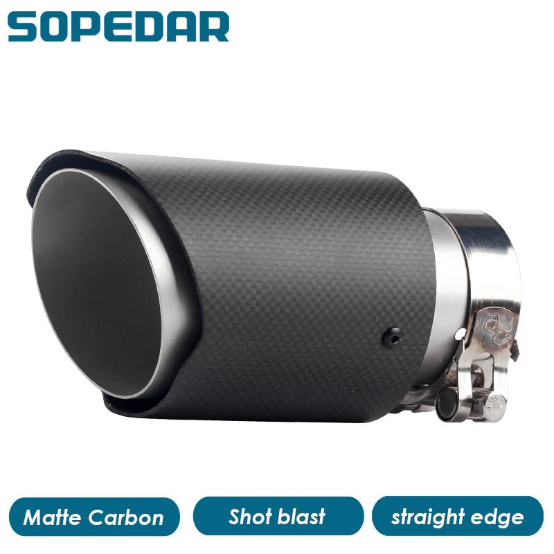 Sopedar Auto Styling Uitlaat Uitlaatpijpen Shot Blast Oppervlak End Tips Matte 3K Carbon Fiber Staart Pijp Achter Leidingen universele Uitlaat