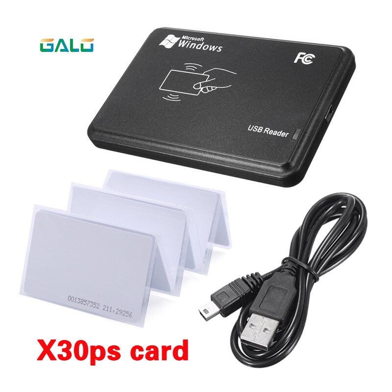 RFID Reader for Access Control 125KHz Black USB Proximity Sensor Smart rfid id Card Reader + 30ps card kit Optional