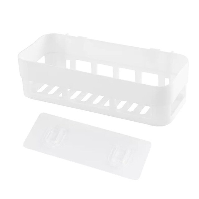 Shower Caddy Wall-Mounted Bathroom Storage Shower Organizer Self-Adhesive Bathroom Shelf: White
