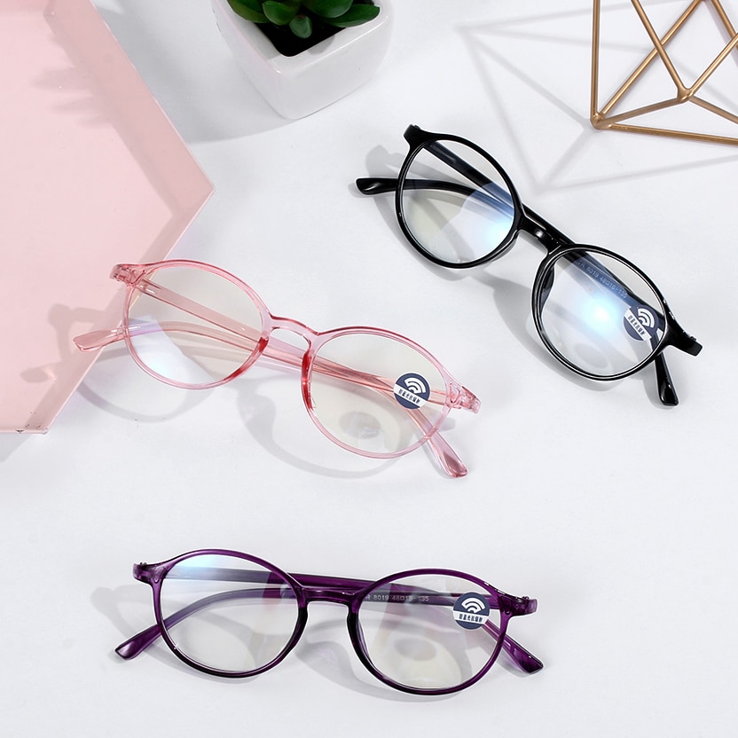 Sinistä valoa estävät lasit, pyöreät silmälasit, kirkas linssi, tietokonesuojalasit,  tr90 optiset silmälasikehykset