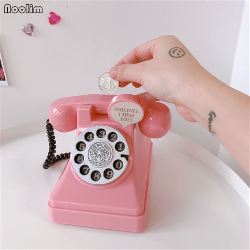 NOOLIM retro Telefon Sparschwein Kunststoff Kreative Für freundlicher Zu Hause Wohnzimmer Weinschrank Dekorative Ornamente Handwerk
