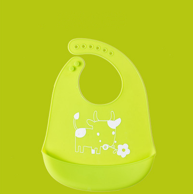 Bavaglini impermeabili regolabili in Silicone bavaglino morbido bavaglino Unisex neonati roba solido cartone animato stampa animalier ragazza ragazzo panni Burp: Green