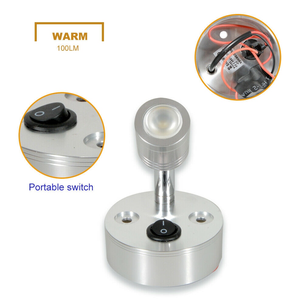 12V 1W portato RV Luce di Lettura Bianco Caldo Lampada Da Letto 100LM ah PORTATO Sul Tetto Lampada Da Parete Della Luce per caravan camper Rimorchio RV camper Camion