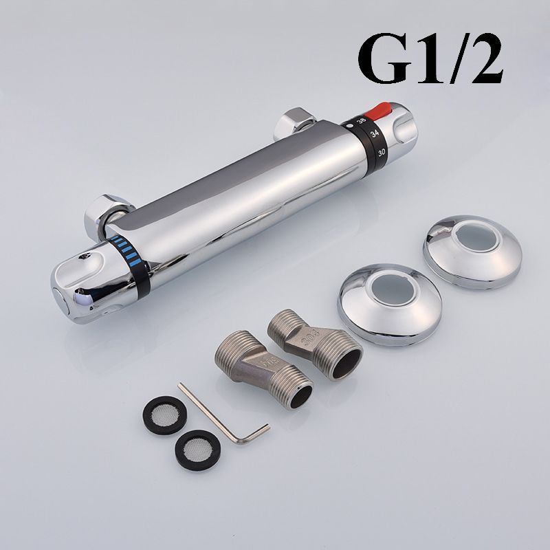 Bathroom Shower Water Thermostatic Control Valve Mixer Faucet Wall Mounted for Solar Water Heater Valve Parts Ceramic Cartridge: B2