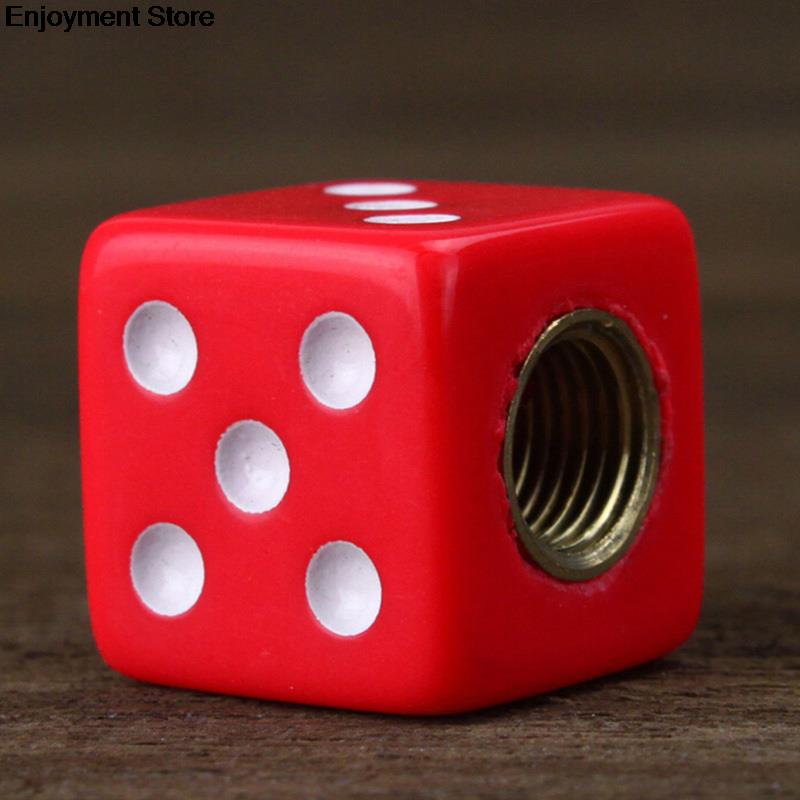 4 Pcs Red Dice Tire Air Valve Stem Caps For Car Truck Bike ATV Wheel Rims Bike Bicycle Accessories