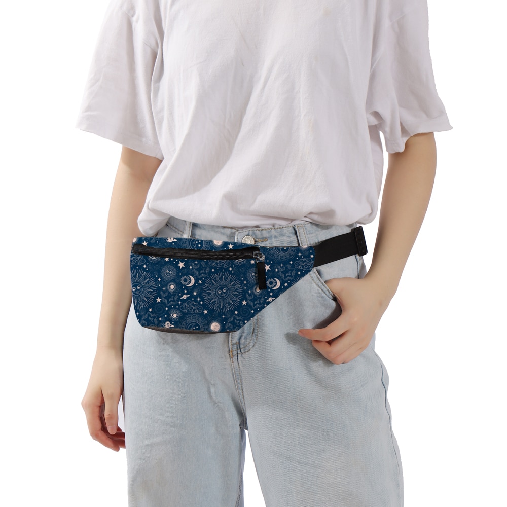Deanfun Dames Mode Bum Bag Starry Patroon Taille Zakken Draagbare Telefoon Bag Blue Fanny Pack 18068