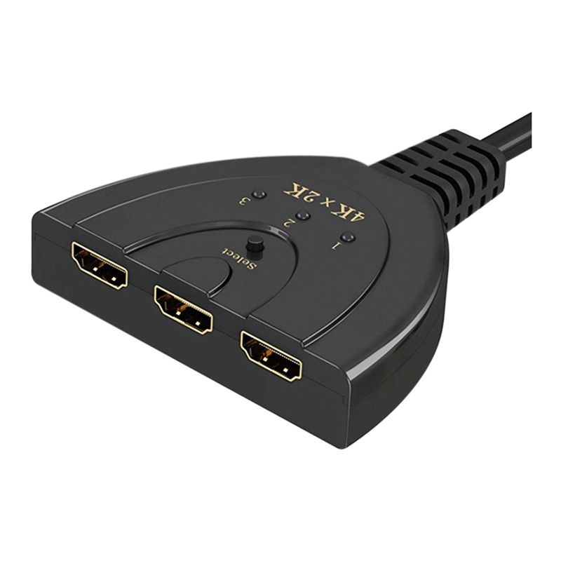 Hdmi switch 4k, 3- port hdmi splitter hdmi switcher understøtter 4k/ fulde  hd1080p/3d med high speed pigtail kabel