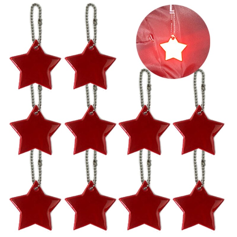 10Stck Art Sicherheit Reflektoren Schlüsselanhänger Stilvolle Reflektierende Sterne Getriebe Rucksäcke Kinderwagen Jacken Sicher Reflektor Keychain
