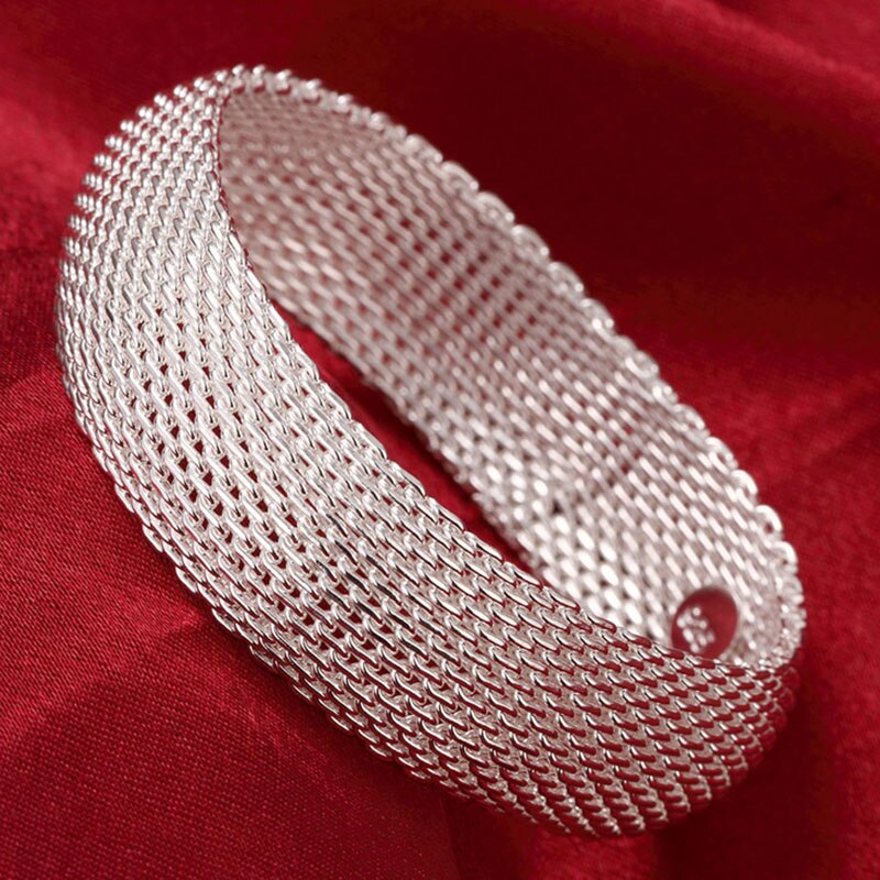Nouvelle 925 ensembles de bijoux en argent rond tissé Web bracelets anneaux boucle d'oreille pour les femmes bijoux de mariage