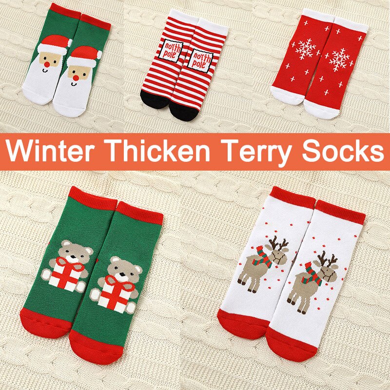 5 par #39 för barn, höst och vinter, tubstrumpor för 1-12 år, knähöga strumpor för pojkar och flickor, barnstrumpor: C (förtjockare frotté) / 3-5 år