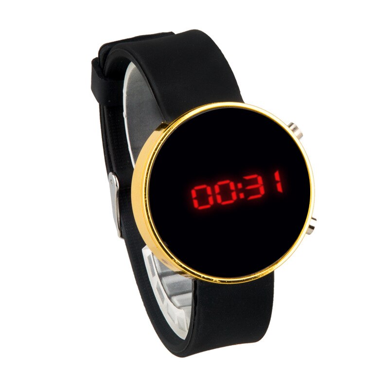¡Novedad de ! Reloj Digital LED electrónico Unisex con estilo para hombres y mujeres, reloj redondo rosa oro plata, zegarek damski: Black Gold