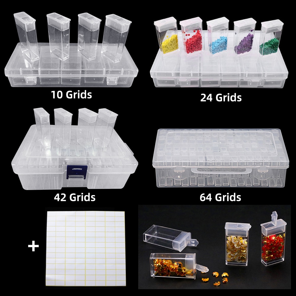 Diamond Embroidery Storage Box Muti-Grids Painting Accessory Beads Clear Case Carry Organizer Transparent Container Holder