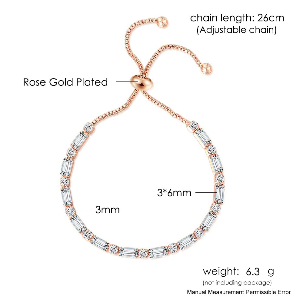 ZHOUYANG pulsera de geometría Simple para mujer Kpop Zircon Color oro rosa hecho a mano boda pulseras ajustables joyería H028