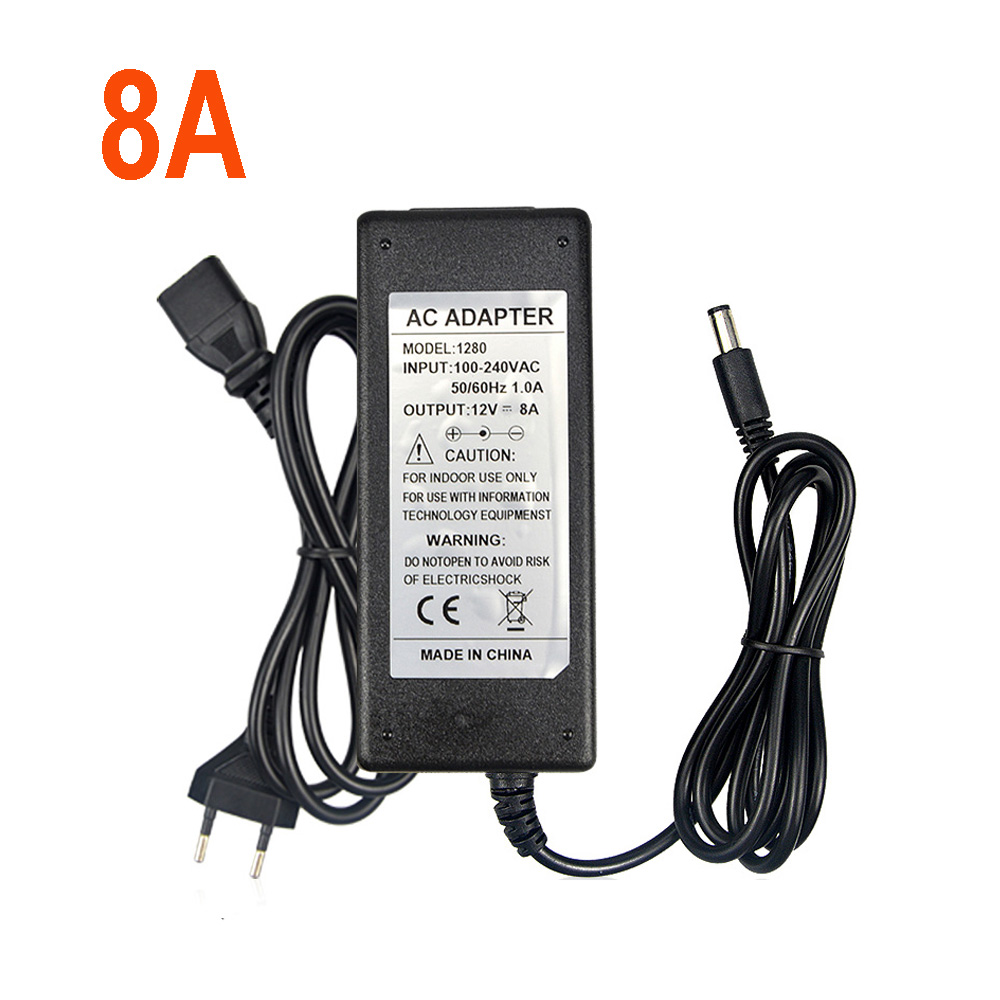 Voeding Adapter Ac 220V 110V 85-265V Naar Dc 12V Adapter Lader 1a 2a 3a 5a 6a 8a Universeel Voor Led Licht Cctv Camera: WHITE / 110v