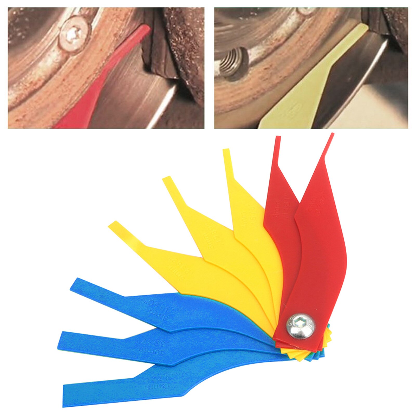 2 to 12mm Automotive Brake Pad Scale Thickness Gauge Measure Ruler Tester Tool Brake Diagnostic Tool Wear Tester Thickness Gauge