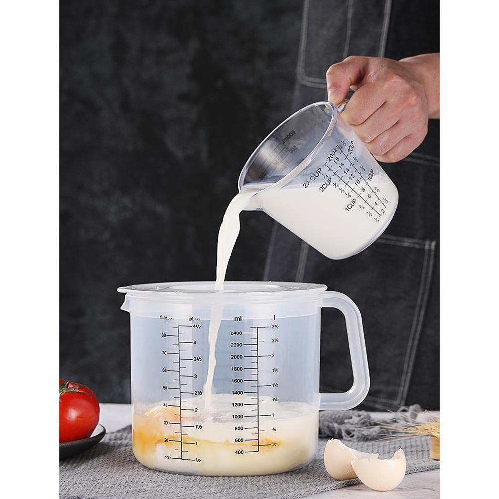 2.5l Baking Measuring Cup Transparent Home Scale Mixing Bowl With Lid Kitchen Tools