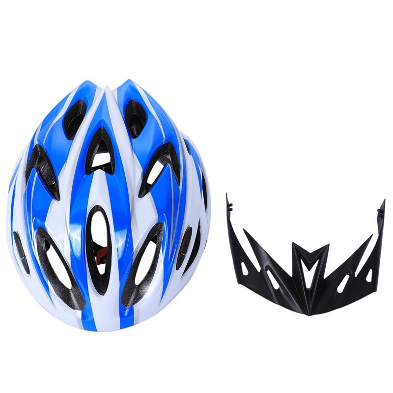 Bicycle Helmet Bike MTB Cycling Adult Adjustable Unisex Safety Helmet(Blue + white)
