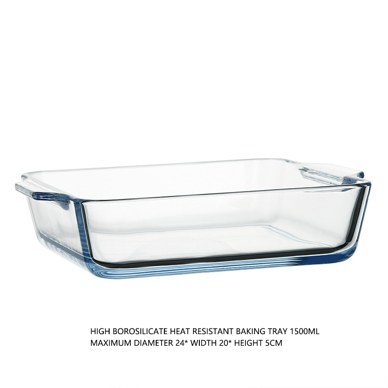 Transparent Microwave Oven Glass Bakeware Saucepan Tray Household Large Capacity Dinner Plate Binaural Storage Tablewar: C