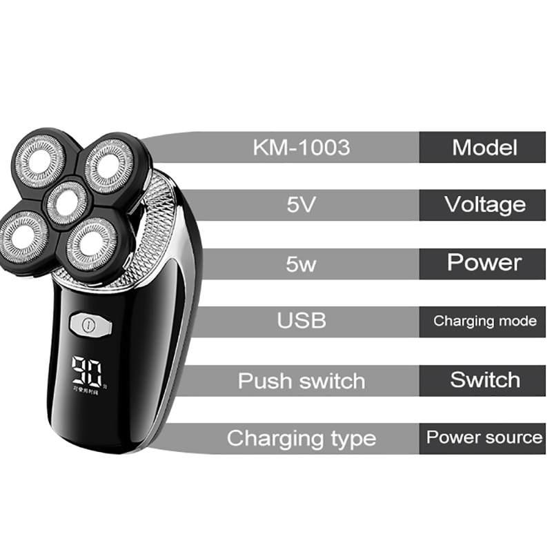 5in1 wet/dry shaving machine Shaver Rechargeable Electric Razor For Men hair/nose/beard/ face grooming kit