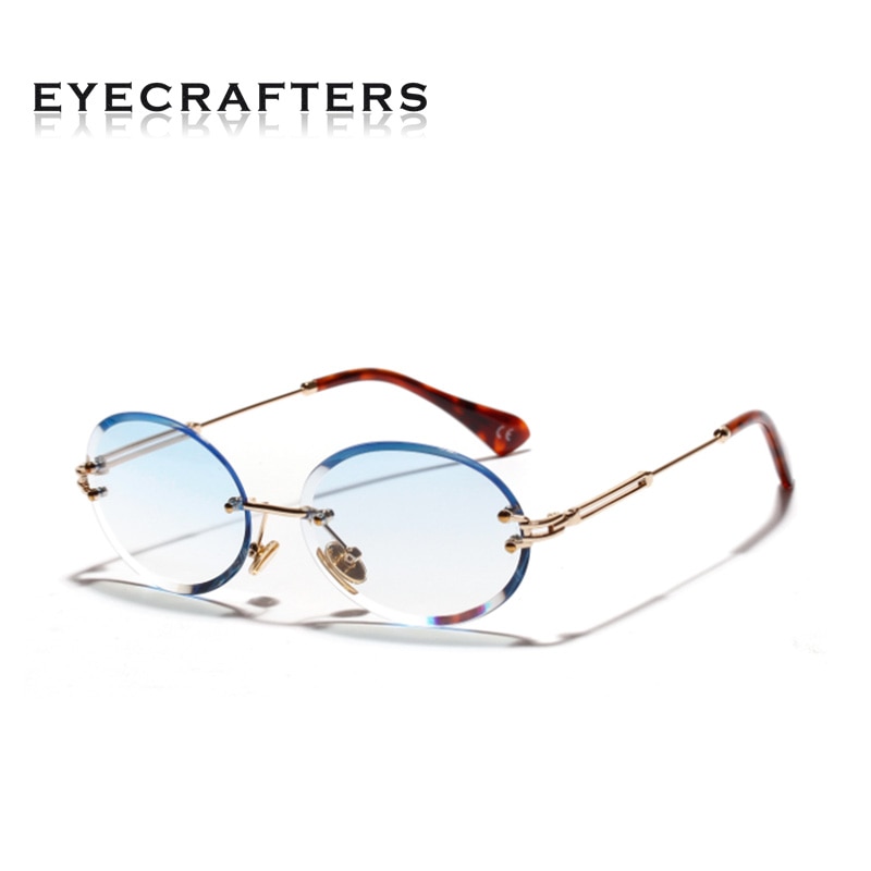 EYECRAFTERS Small Sunglasses Women Rimless Round Sun Glasses Women Shades Style Female Uv400 Retro Male