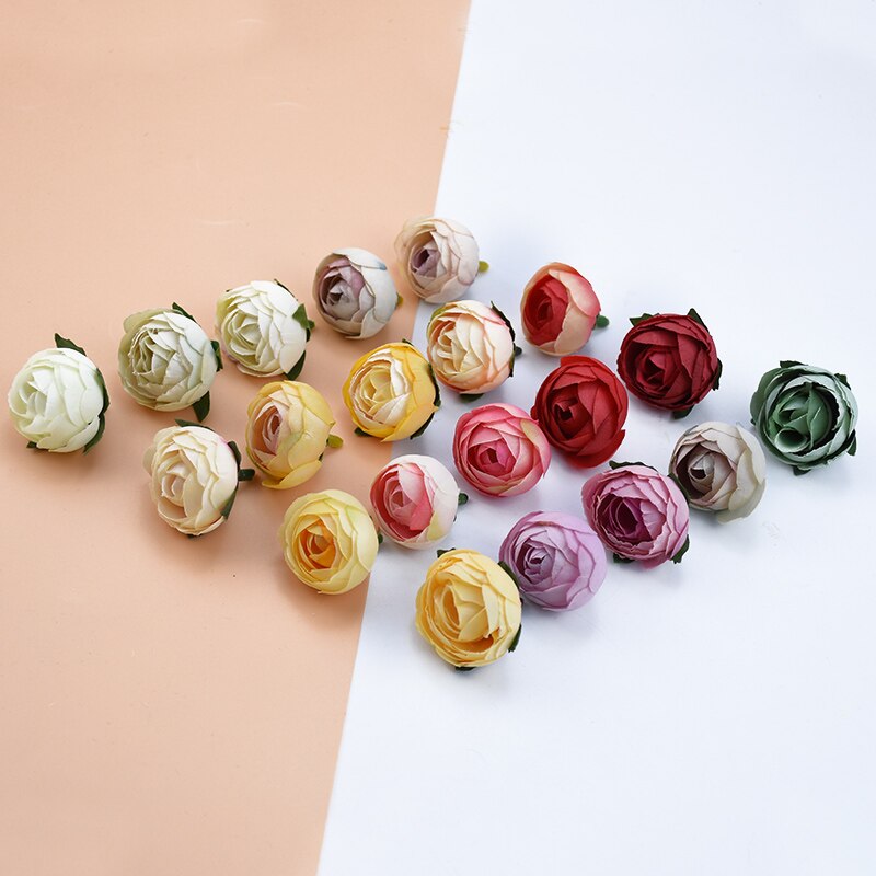 30 Uds. Flores artificiales al por mayor 3CM rosas de té adornos navideños para el hogar Accesorios flores decorativas para boda coronas