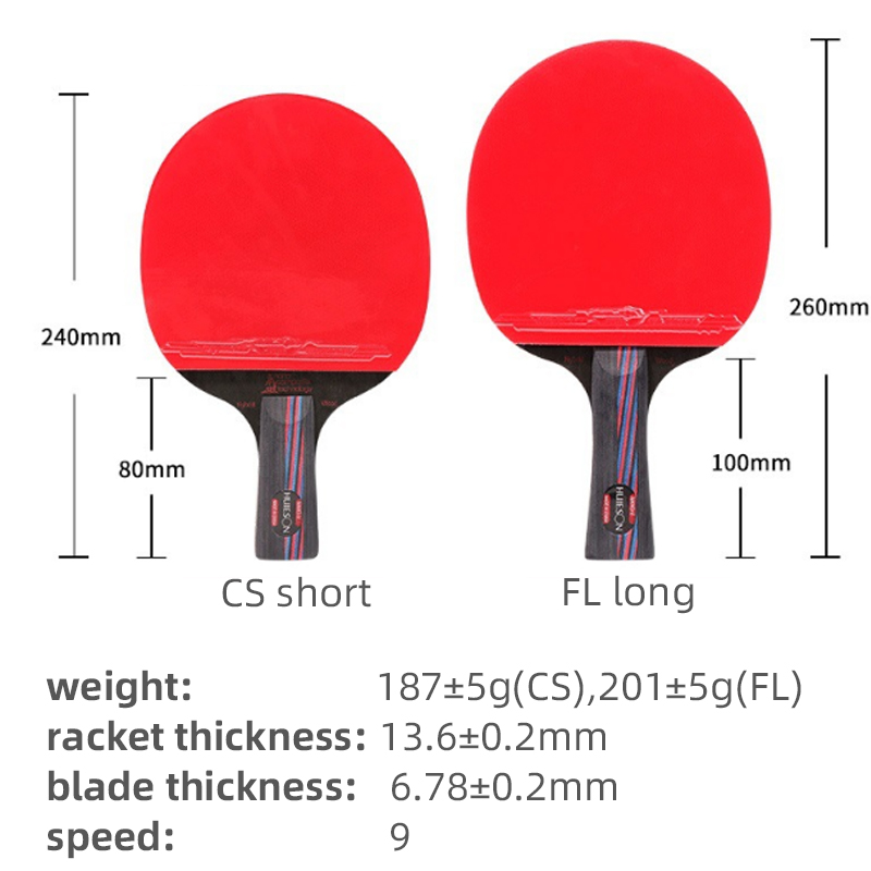 HUIESON-raquette hybride en bois en carbone 9.8, raquette de Tennis de Table, lame de Ping-Pong, puissante avec Pips en caoutchouc, pour Table de Ping-Pong